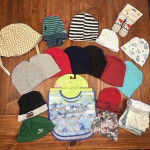 Infant Toddler Hats Socks And Bib Lot Miscellaneous Aged 0-24 Months NWT NWOT